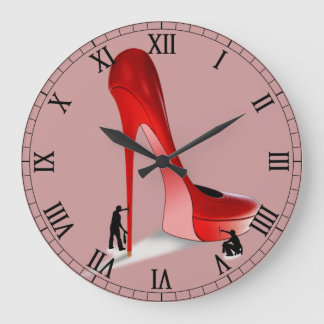 Riesenroter Stiletto-Cartoon - Pole Dancing Stripp Große Wanduhr