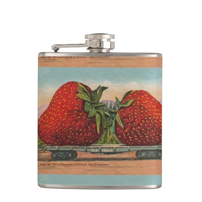 Riesens Erdbeeren Antiquität Früchte Spaß Flachmann (Vorderseite)
