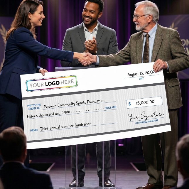 Riesenscheck mit Firmenlogo | Poster (Von Creator hochgeladen)