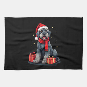 Riesenschnauzer-Hund Weihnachtsfeiern Feiertage Sa Geschirrtuch