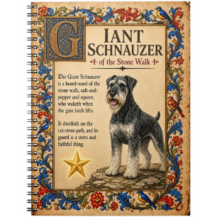 Riesenschnauzer, mittelalterliche Bestiarien-Kunst Notizblock