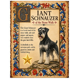 Riesenschnauzer, mittelalterliche Bestiarien-Kunst Postkarte