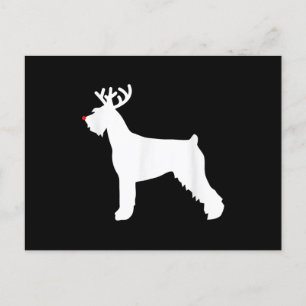 Riesenschnauzer-Rentier-Weihnachten-Hund Feiertagspostkarte