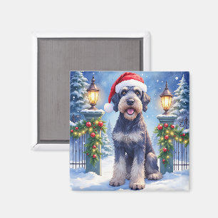 Riesenschnauzer Schnee-Eisenzaun Santa Weihnachten Magnet