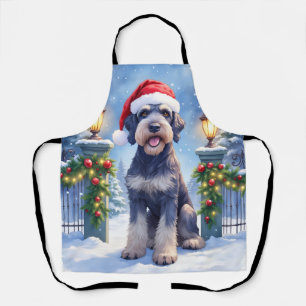 Riesenschnauzer Schnee-Eisenzaun Weihnachtsmann Schürze