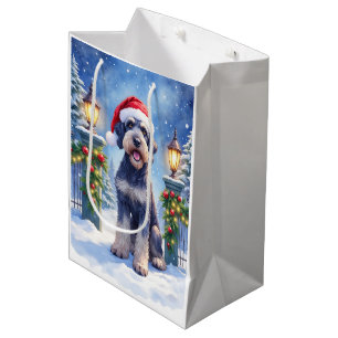 Riesenschnauzer Schnee-Eisenzaun Weihnachtsmann We Mittlere Geschenktüte
