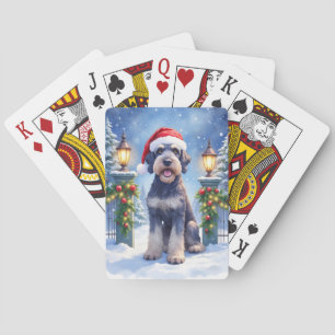 Riesenschnauzer Schnee-Eisenzaun Weihnachtsmann We Spielkarten