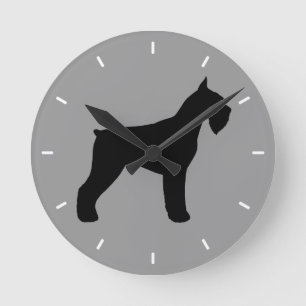 Riesenschnauzer-Silhouette Runde Wanduhr