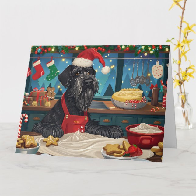 Riesenschnauzer Urlaubbuchen: Weihnachten Karte (Gelbe Blume)