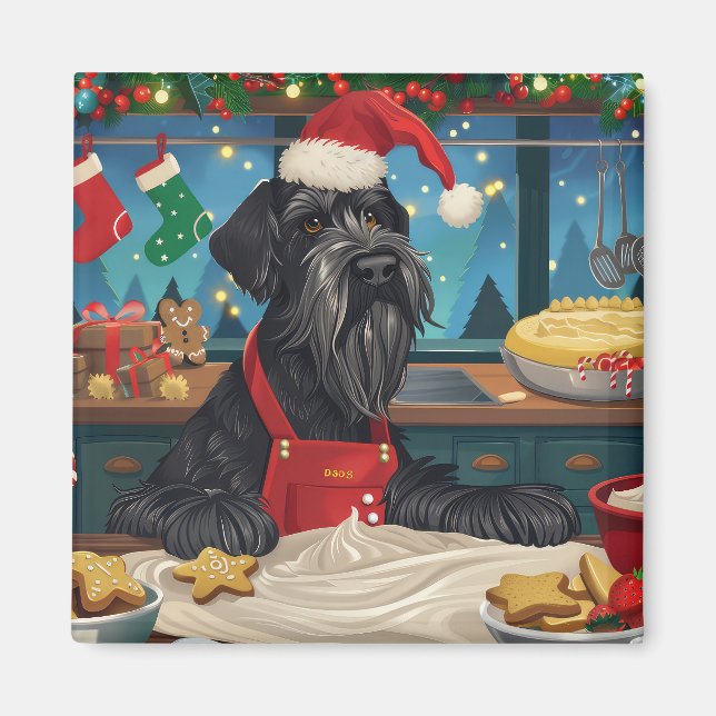 Riesenschnauzer Urlaubbuchen: Weihnachten Magnet (Vorne)