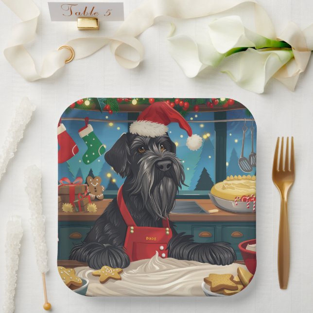 Riesenschnauzer Urlaubbuchen: Weihnachten Pappteller (Hochzeit)