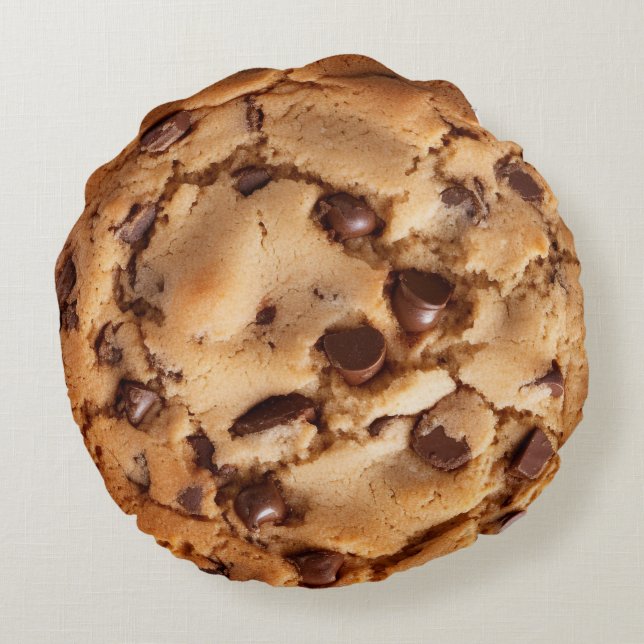 Riesenschokolade Chip Cookie Rundkissendekor Rundes Kissen (Rückseite)