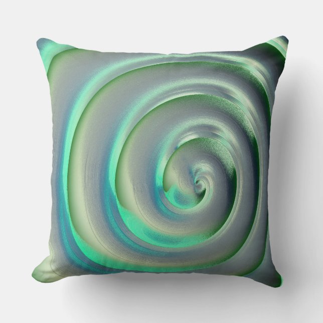 Riesensilber und Aquamarine-Spirale über grün Kissen (Vorderseite)
