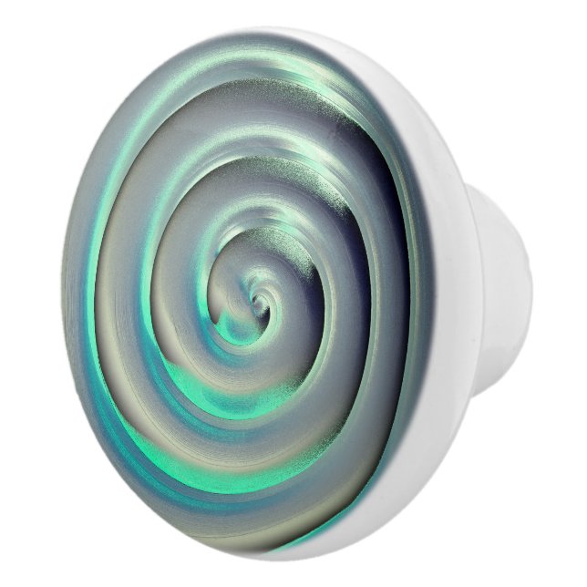 Riesensilber und Aquamarine-Spirale über schwarz Keramikknauf (Rechts)