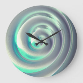 Riesensilber und Aquamarine-Spirale über weiß Große Wanduhr
