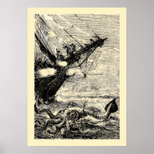 RiesenTintenfisch aus 2000 Ligen unter dem Meer. Poster