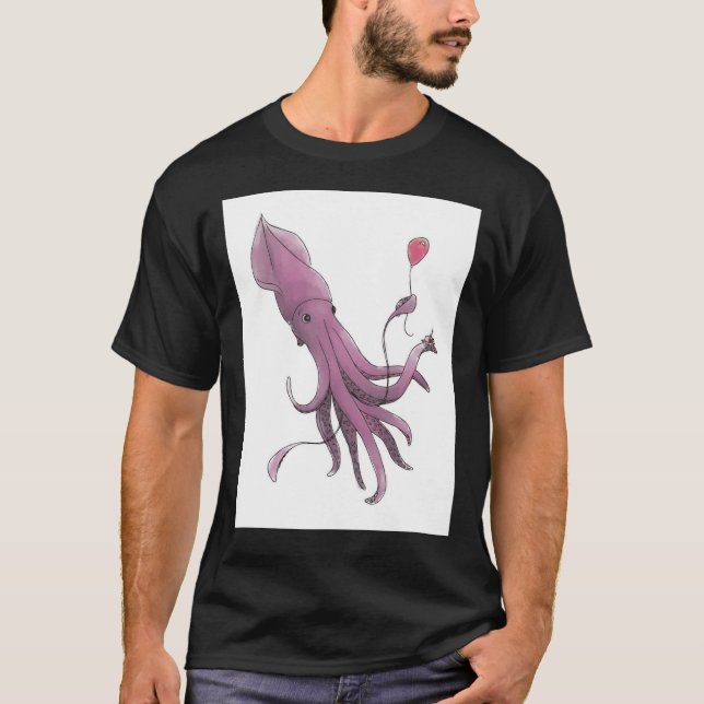 RiesenTintenfisch mit Kuchen und Ballon T-Shirt (Vorderseite)