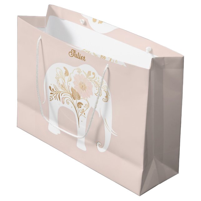 Riesenweißelefant Große Geschenktüte (Vorderseite Schrägansicht)