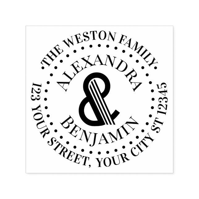 Riesige Art Deco Ampersand Familienname Rücksendea Permastempel (Design)