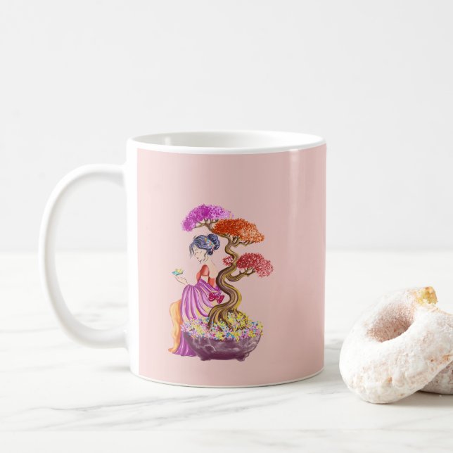 Riesige Bonsaïs, Zen-Mädchen Kaffeetasse (Mit Donut)