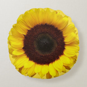 Riesige gelbe Sonnenblume-rundes Kissen