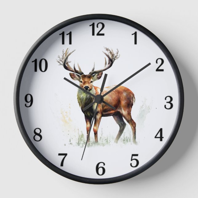 Riesige gezackte Hirschschwarzziffern Uhr (Vorderseite)