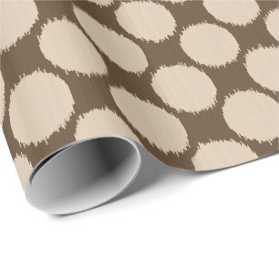 Riesige Ikat-Punkte, beige und dunkles Taupebraun Geschenkpapier