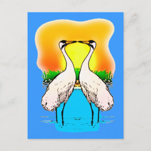 Riesige Kraniche in Liebe Postkarte
