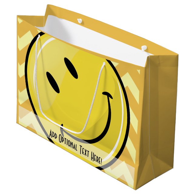 Riesige kundenspezifische gelbe Geschenk-Tasche Große Geschenktüte (Vorderseite Schrägansicht)