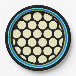 Riesige Lemon Gelbe Polka Punkte + Blau, Oliven +  Pappteller
