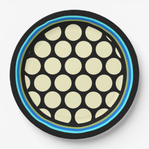 Riesige Lemon Gelbe Polka Punkte + Blau, Oliven + Pappteller