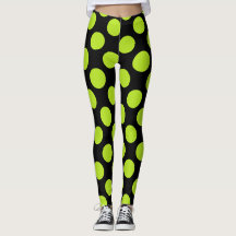 Riesige Limettengrüne Tupfen auf schwarzen Legging