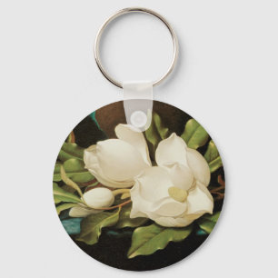 Riesige Magnolien auf einem blauen Samttuch von MJ Schlüsselanhänger