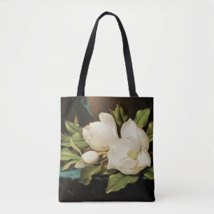 Riesige Magnolien auf einem blauen Samttuch von MJ Tasche