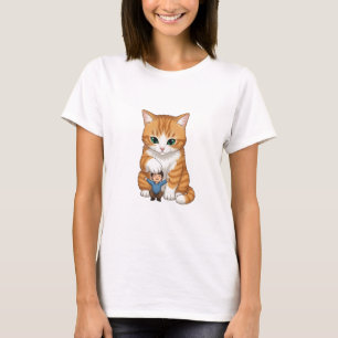 Riesige orange getigerte Katze streichelt sanft wi T-Shirt