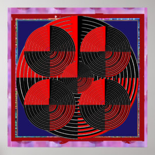 Riesige rote schwarze silberne Linie LiveChakra Poster