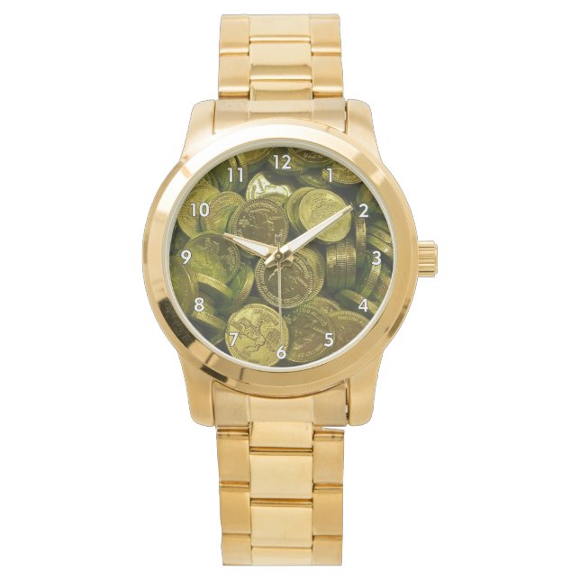 Riesige Schokoladenschicht gefüllt mit Goldmünzen Armbanduhr (Vorderseite)