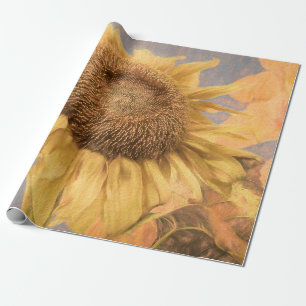 Riesige Sonnenblumen Art Land Gelb Grau Decoupage Geschenkpapier