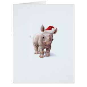Riesige WeihnachtsZoo-Baby-Nashorn-Weihnachtskarte