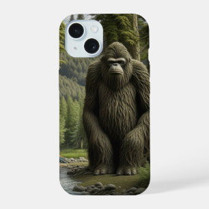 Riesiger Bigfoot sitzt im Wald iPhone 15 Hülle