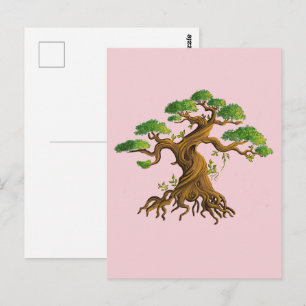 Riesiger Bonzaï in farbiger Zeichnung Postkarte