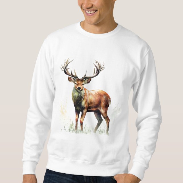 Riesiger Hirsch mit Geweih  Sweatshirt (Vorderseite)
