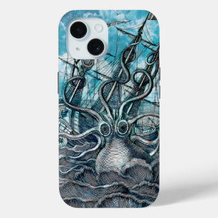 Riesiger Oktopus Blaues Seeungeheuer Segelboot Case-Mate iPhone Hülle