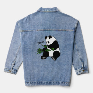 Riesiger Panda isst Bambus Name Jeansjacke