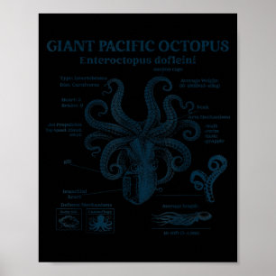 Riesiger pazifischer Oktopus Anatomie Ozean Meer B Poster