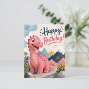 Riesiger Rosa Dinosaurier Geburtstag Postkarte