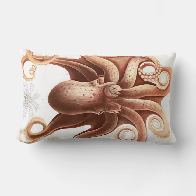 Riesiger roter Tintenfisch/Krake Themed lumbales Lendenkissen (Vorderseite)