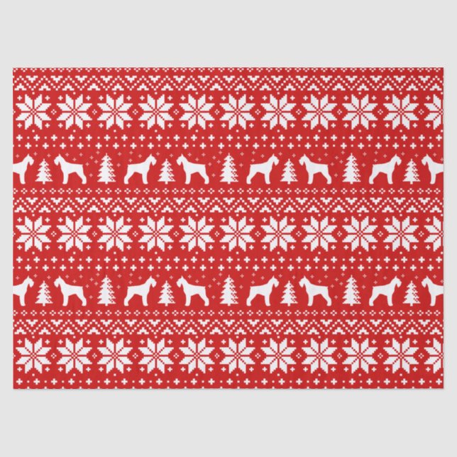 Riesiger Schnauzer-Silhouette-Weihnachtsmuster-Rot Seidenpapier (Vorderseite)