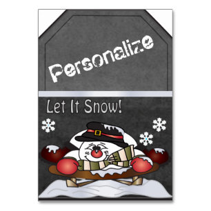 Riesiger Schneemann Sleighing Tischnummer