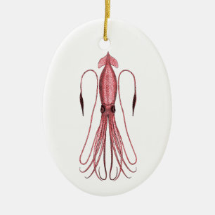 Riesiger Tintenfisch (Farbillustration) Keramik Ornament